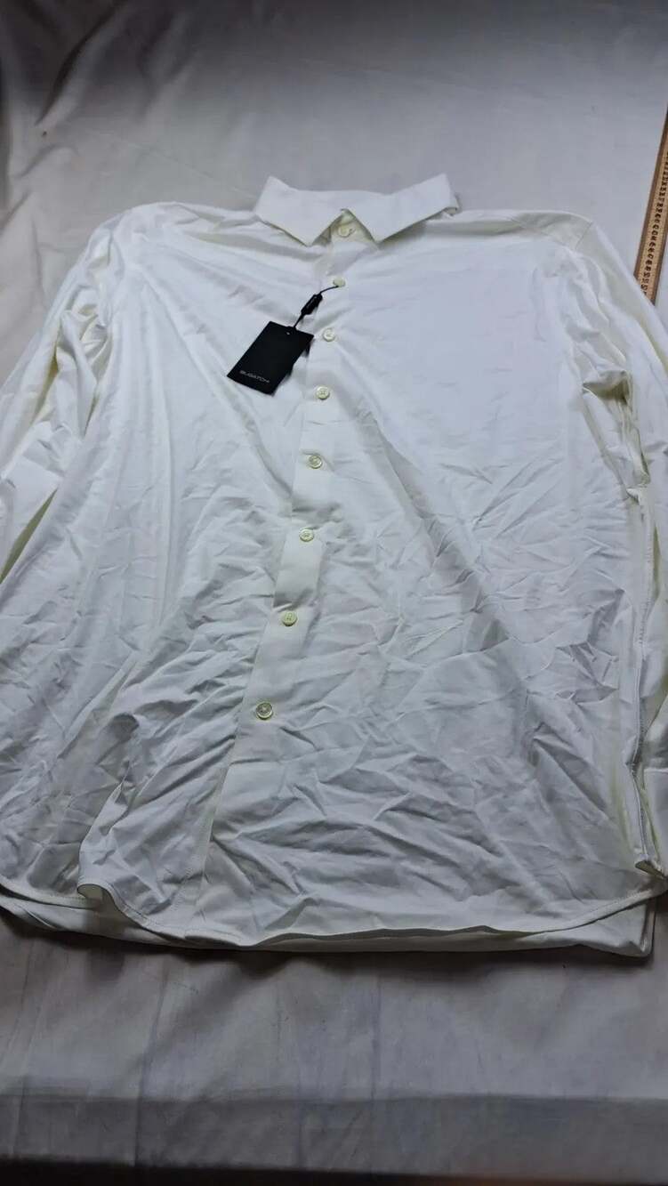 BUGATCHI Men's Long Sleeve Stretch Button Down Shirt XL White Cotton Blend